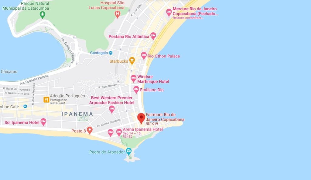 Fairmont Rio de Janeiro Copacabana Location Map