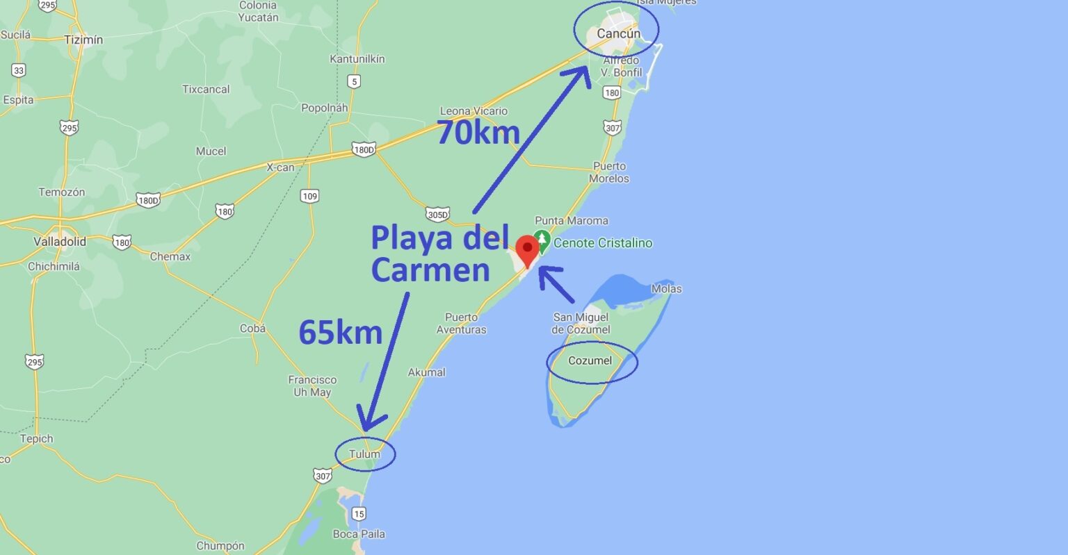 cozumel-tulum-cancun-map - iSouthAmerica.com